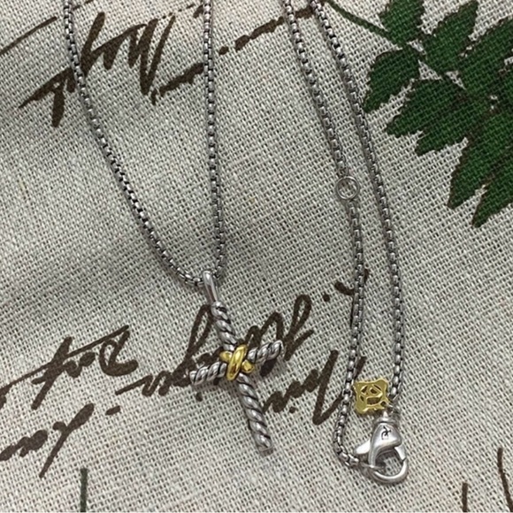 David Yurman Silver and Gold Cross Necklace - Picture 5 of 5
